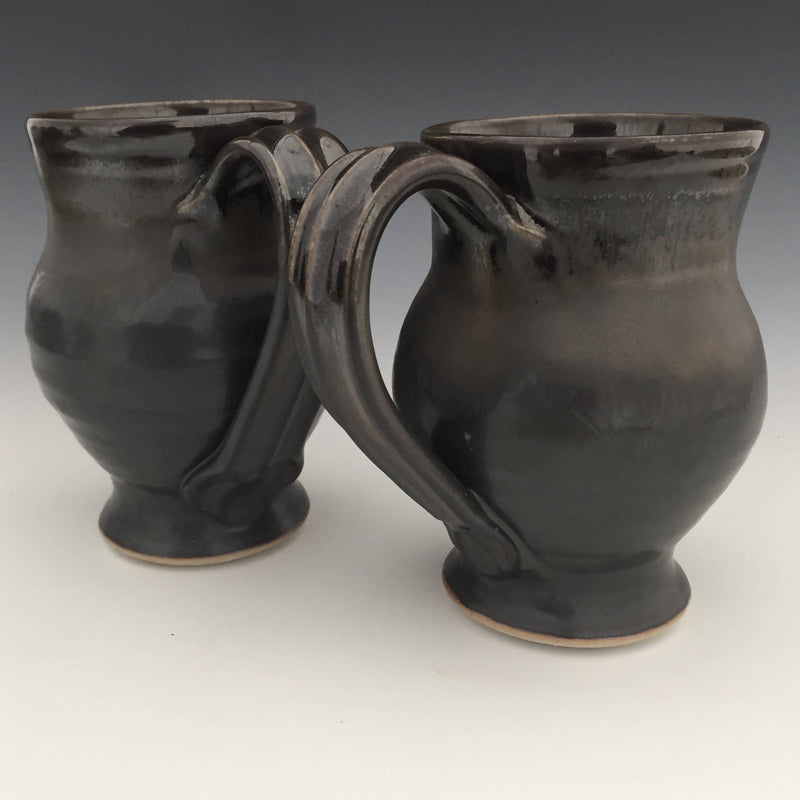 Set of 2 Large Mugs in Matte black and Sheige black