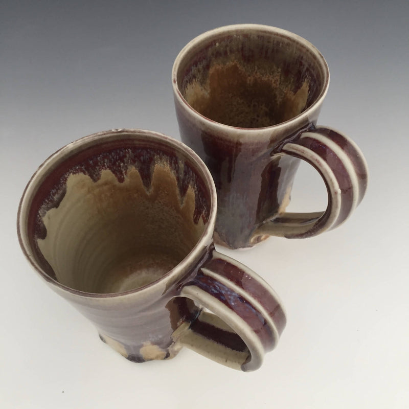 Set of 2 Latte Mugs in Honey luster and Copper red