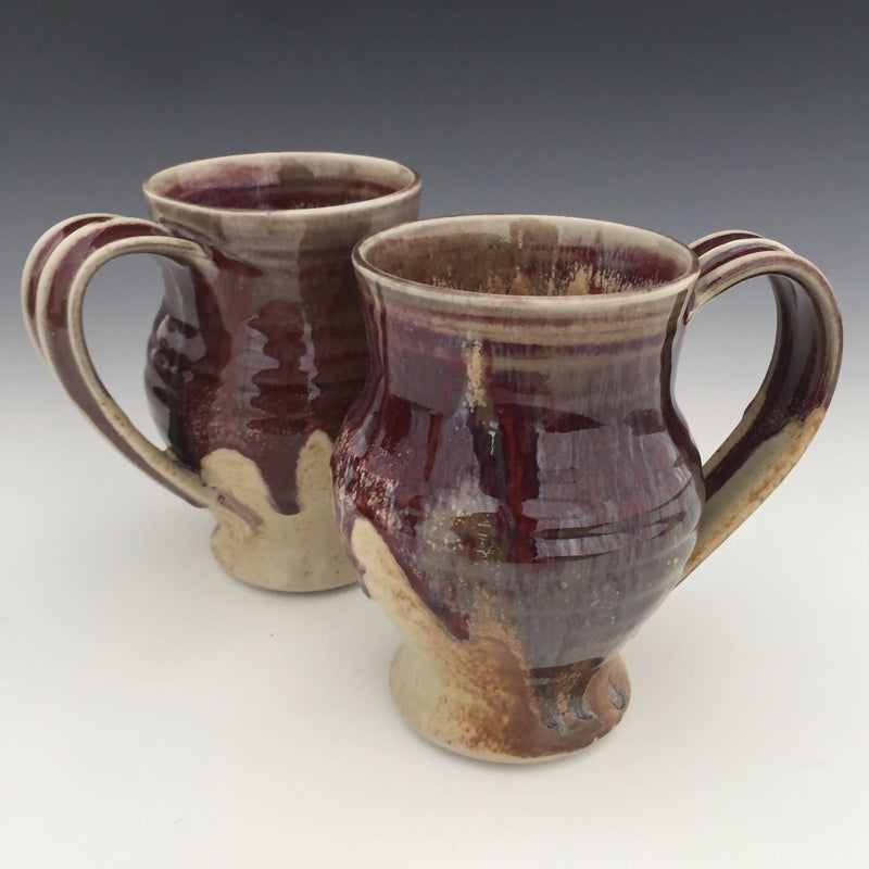 Set of 2 Large Mugs in Honey luster and Copper red