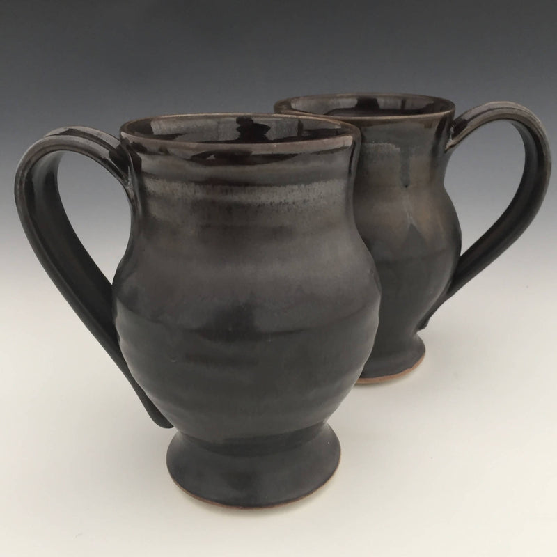 Set of 2 Large Mugs in Matte black and Sheige black