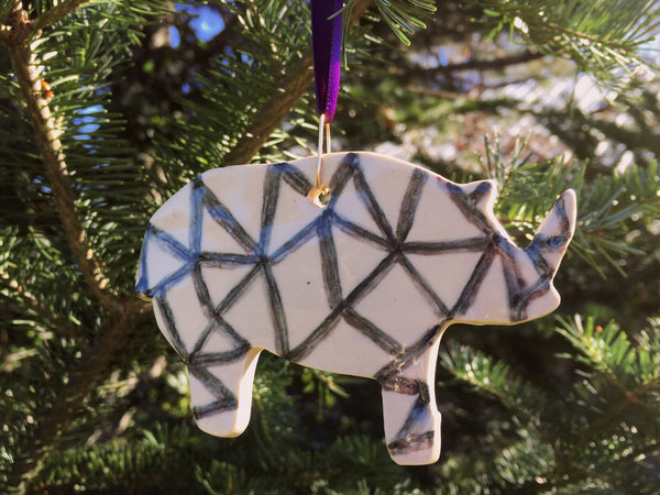 Polygon Rhinoceros Ornament