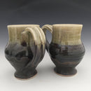 Set of 2 Large Mugs in Matte black and honey luster
